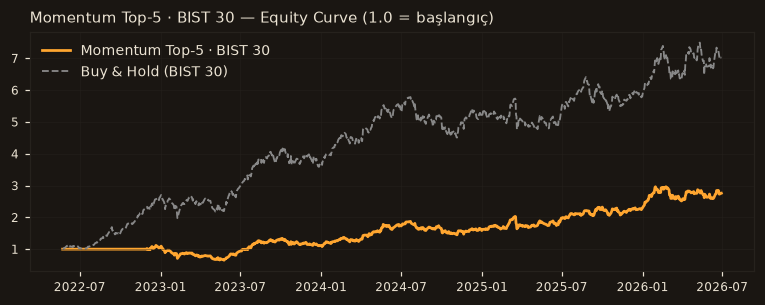Momentum Top-5 · BIST 30 equity curve