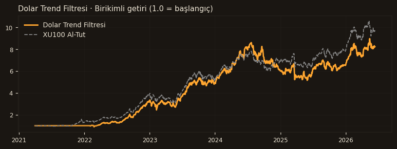 Dolar Trend Filtresi equity curve